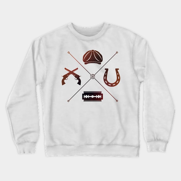 Razor Cap Guns Horseshoe Crewneck Sweatshirt by eyevoodoo